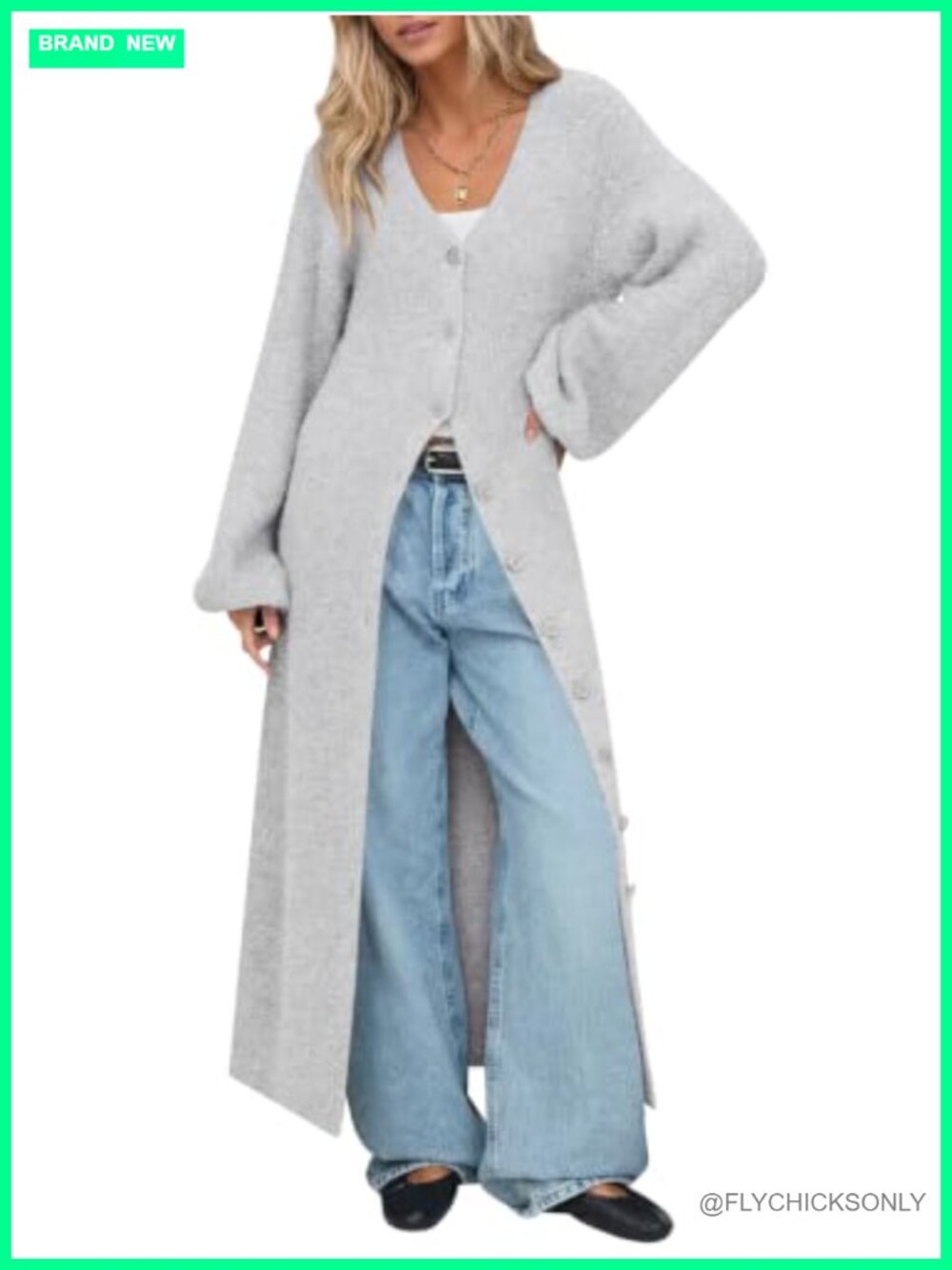 Oversized Long Button Up V Neck Cardigan Sweater Coat
